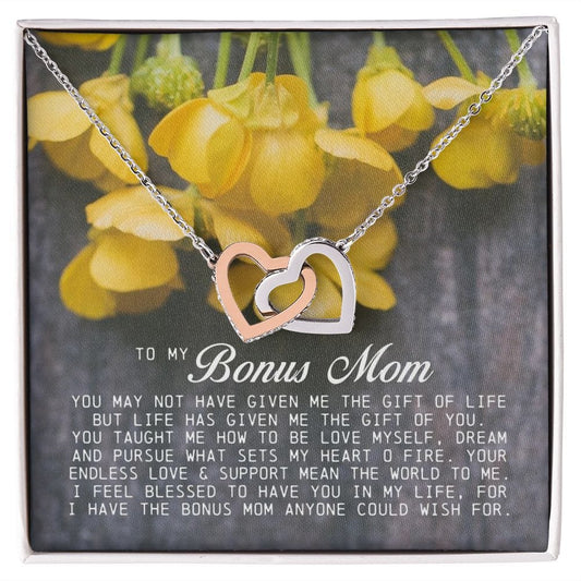 To My Bonus Mom, Interlocking Hearts Necklace