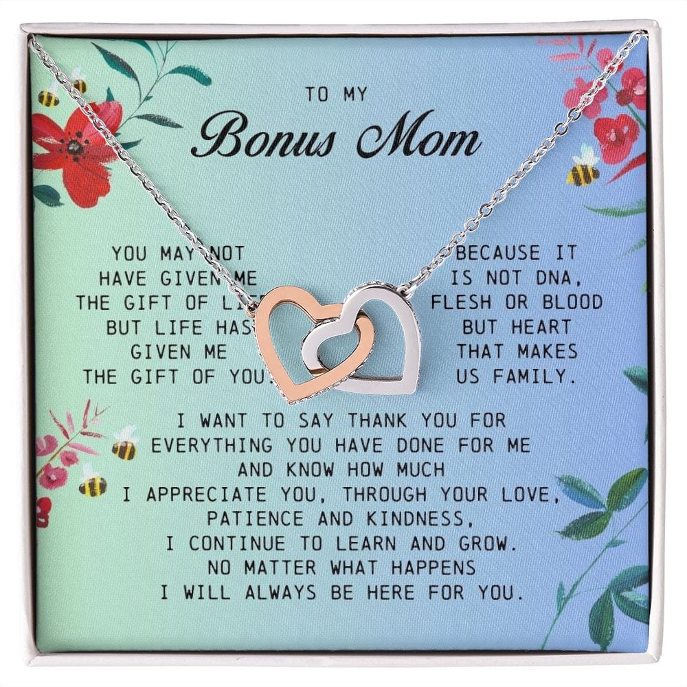 To My Bonus Mom, Interlocking Hearts Necklace