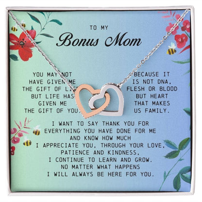 To My Bonus Mom, Interlocking Hearts Necklace