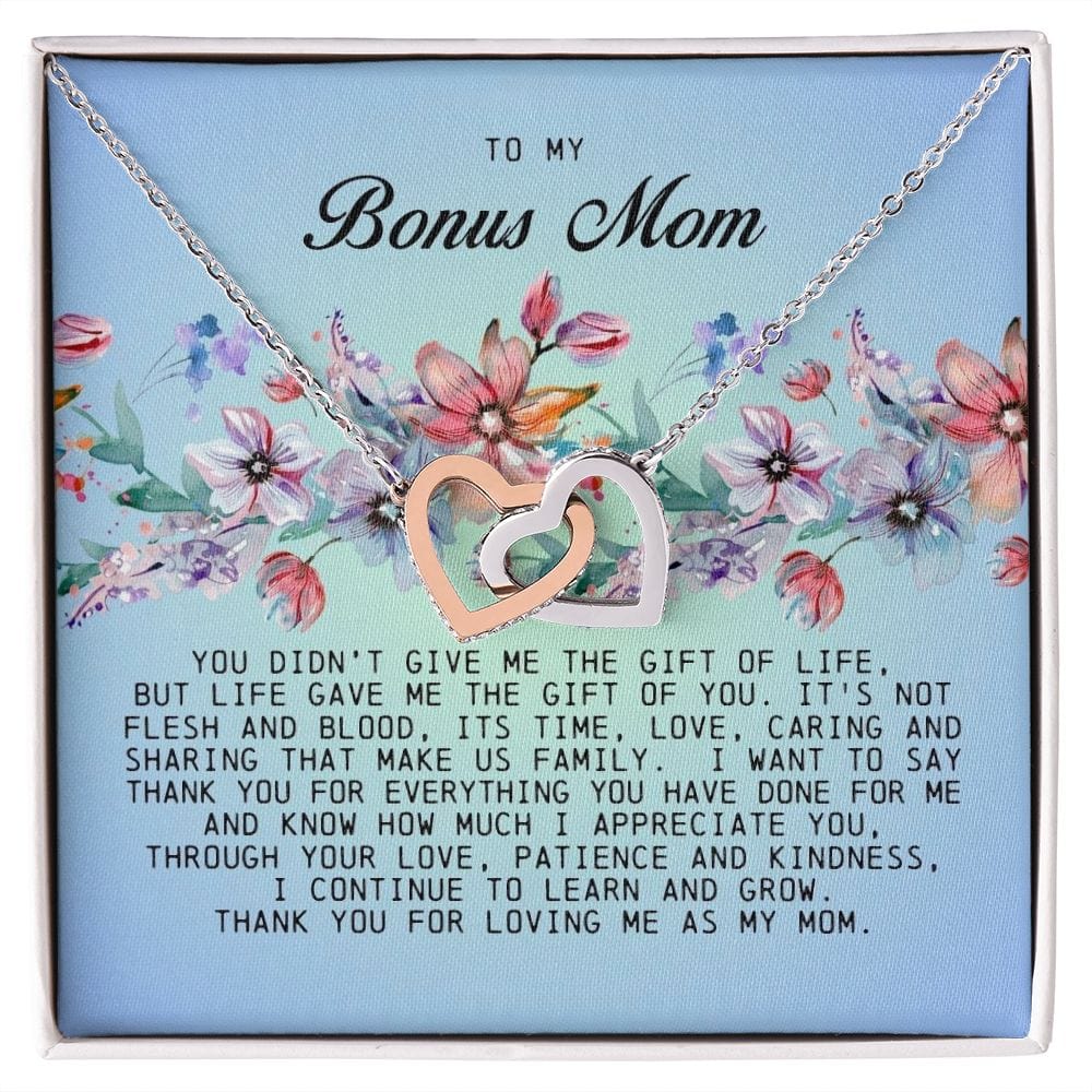 To My Bonus Mom, Interlocking Hearts Necklace