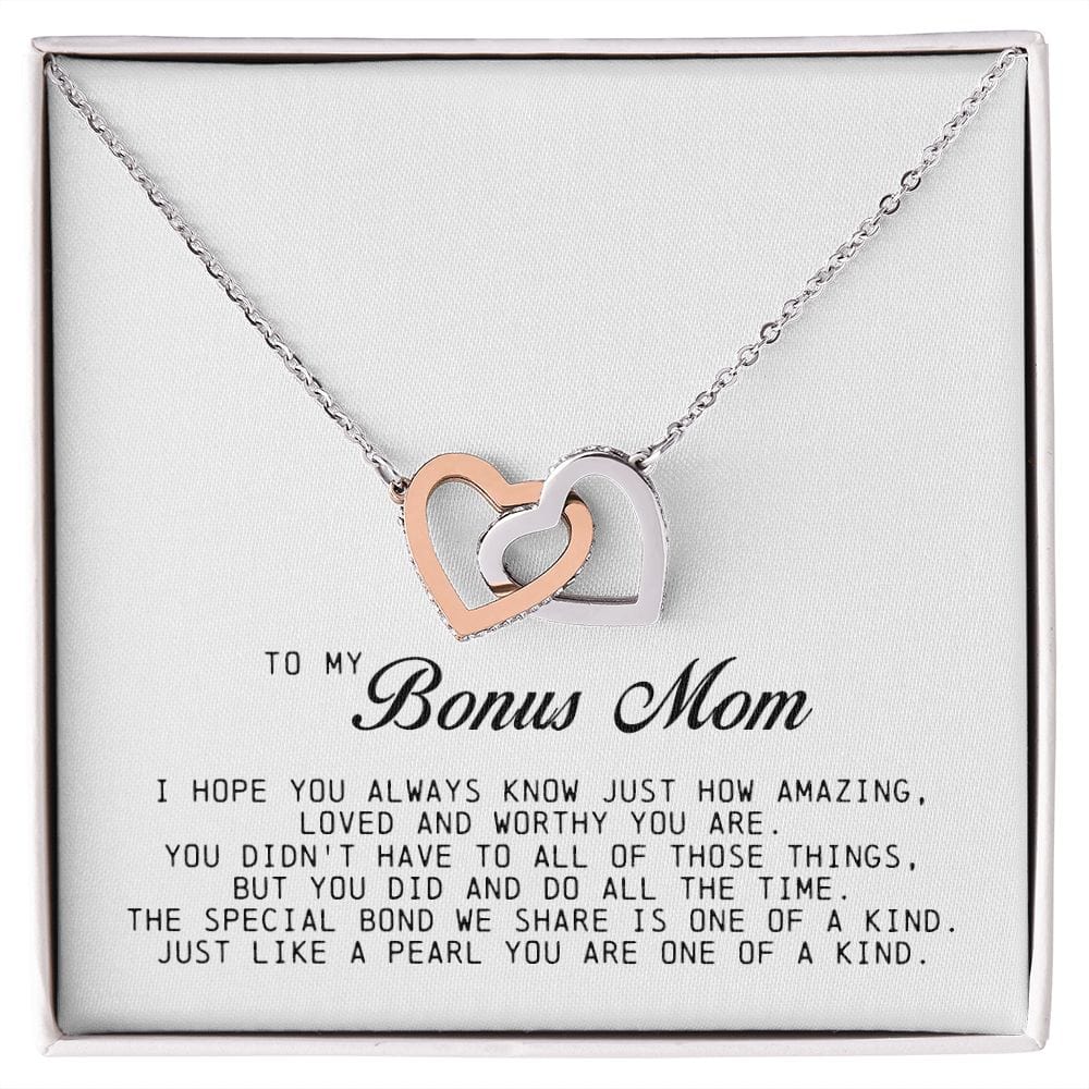 To My Bonus Mom, Interlocking Hearts Necklace