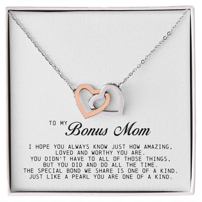 To My Bonus Mom, Interlocking Hearts Necklace