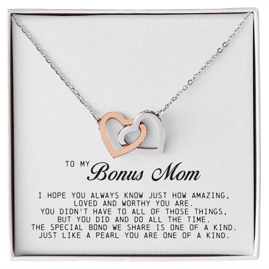 To My Bonus Mom, Interlocking Hearts Necklace