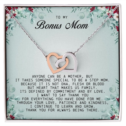 To My Bonus Mom, Interlocking Hearts Necklace