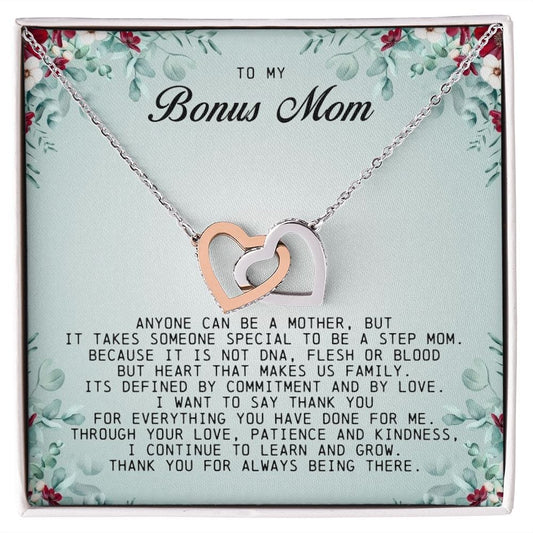 To My Bonus Mom, Interlocking Hearts Necklace