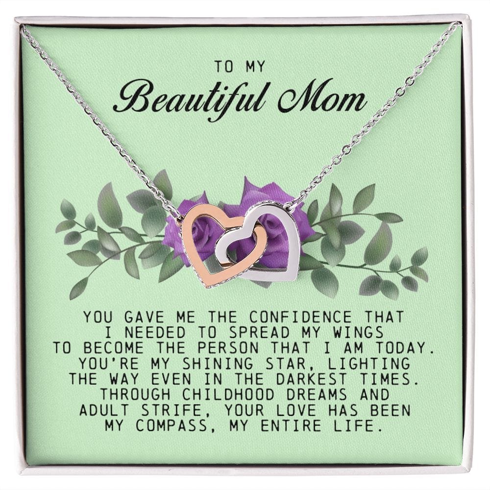 To my Beautiful Mom, Interlocking Hearts Necklace, Mother's Day Gift