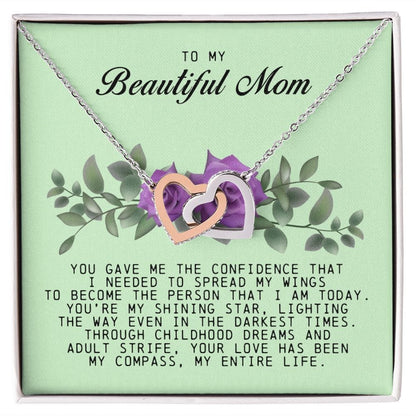 To my Beautiful Mom, Interlocking Hearts Necklace, Mother's Day Gift