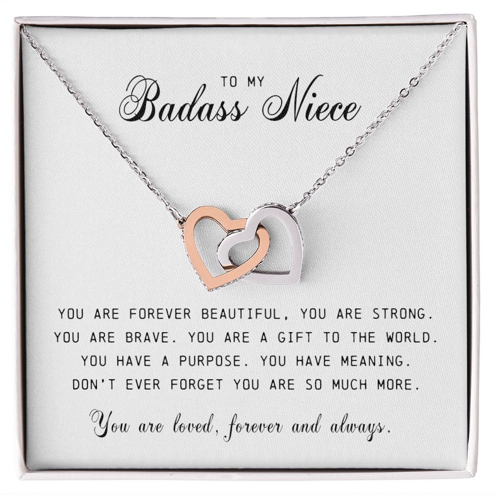 To My Badass Niece, Interlocking Hearts Necklace