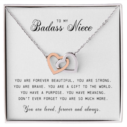 To My Badass Niece, Interlocking Hearts Necklace