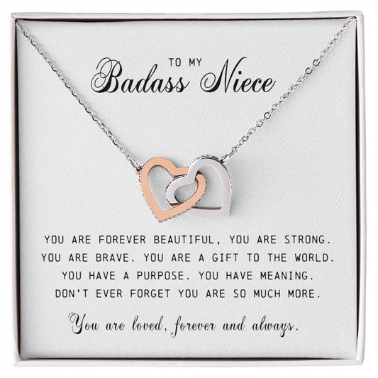 To My Badass Niece, Interlocking Hearts Necklace