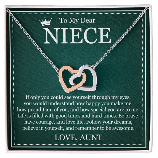 Interlocking Heart Necklace - To My Dear Niece