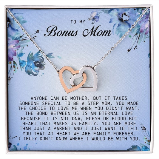 To My Bonus Mom, Interlocking Hearts Necklace