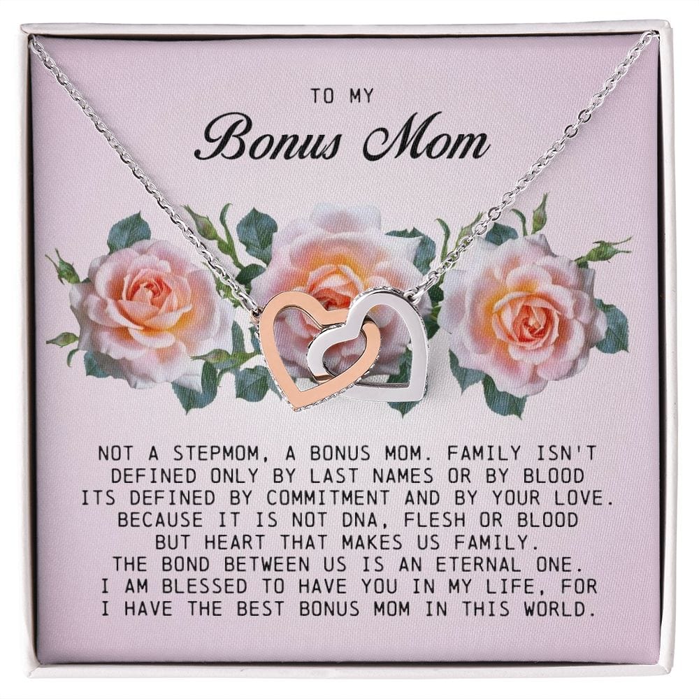 To My Bonus Mom, Interlocking Hearts Necklace