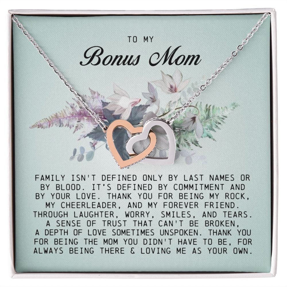 To My Bonus Mom, Interlocking Hearts Necklace