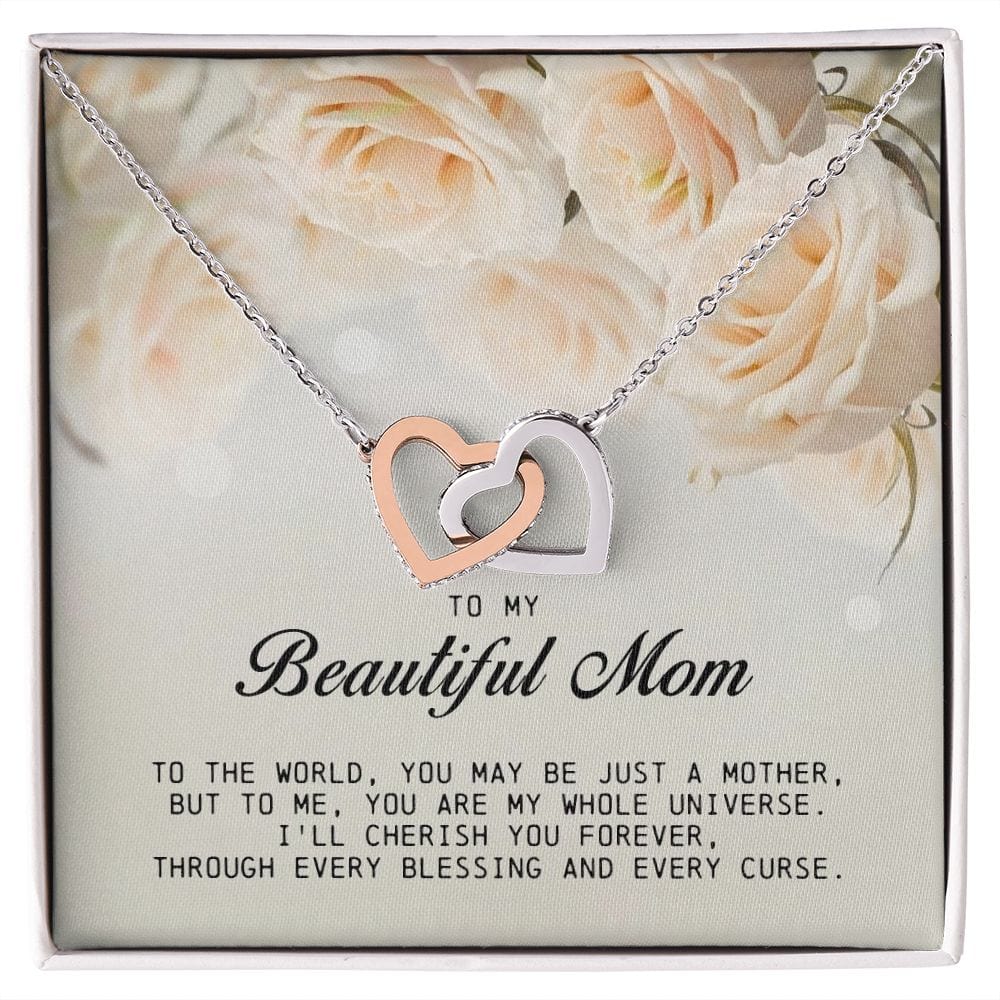 To my Beautiful Mom, Interlocking Hearts Necklace, Mother's Day Gift