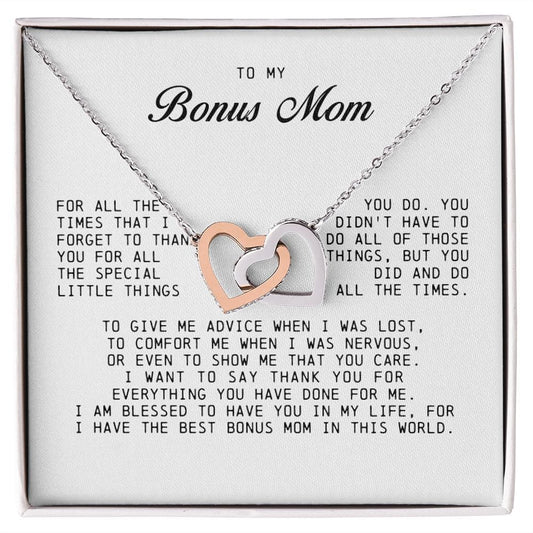 To My Bonus Mom, Interlocking Hearts Necklace