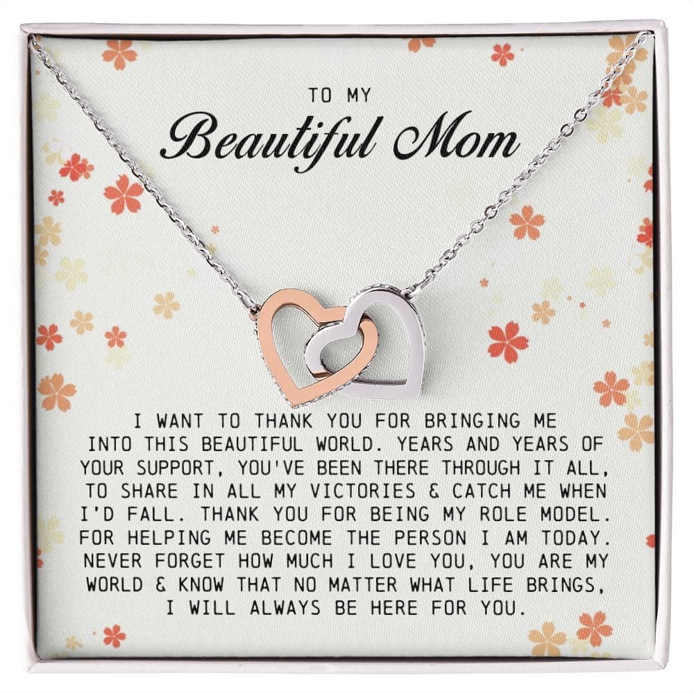 To My Beautiful Mom, Interlocking Hearts Necklace
