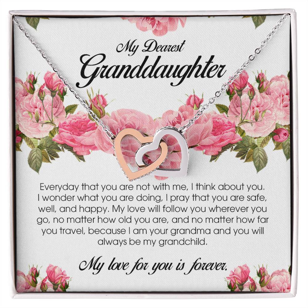 To My Dearest Granddaughter, Interlocking Heart Necklace
