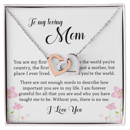 Interlocking Hearts Necklace, To My Loving Mom