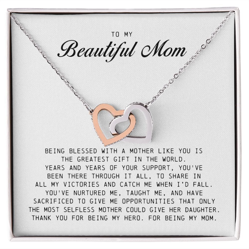 To My Beautiful Mom, Interlocking Hearts Necklace