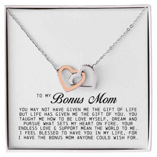 To My Bonus Mom, Interlocking Hearts Necklace