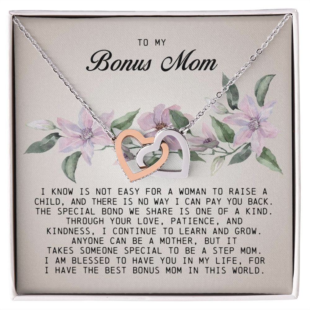 To My Bonus Mom, Interlocking Hearts Necklace