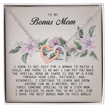 To My Bonus Mom, Interlocking Hearts Necklace