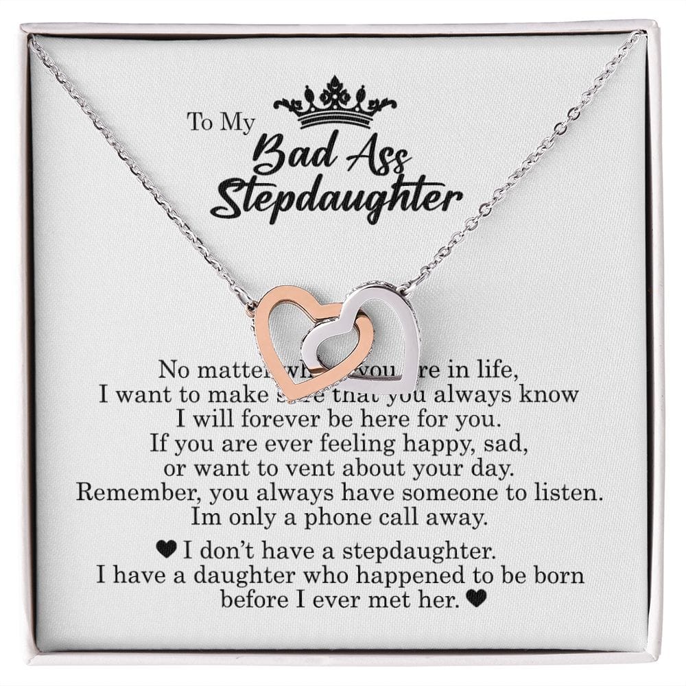 Interlocking Hearts Necklace, To My Badass Stepdaughter