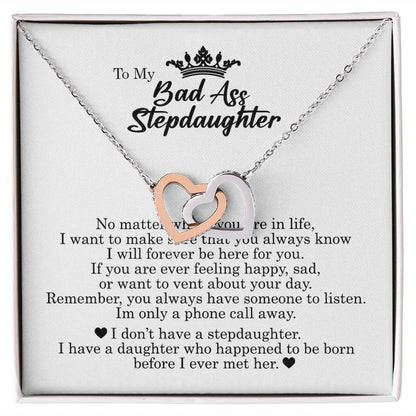 Interlocking Hearts Necklace, To My Badass Stepdaughter