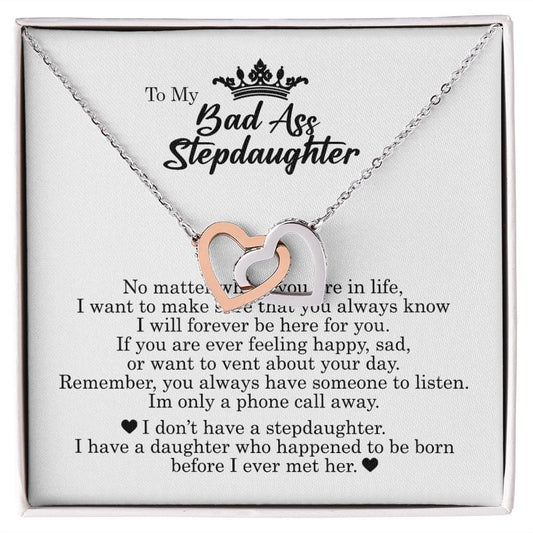 Interlocking Hearts Necklace, To My Badass Stepdaughter