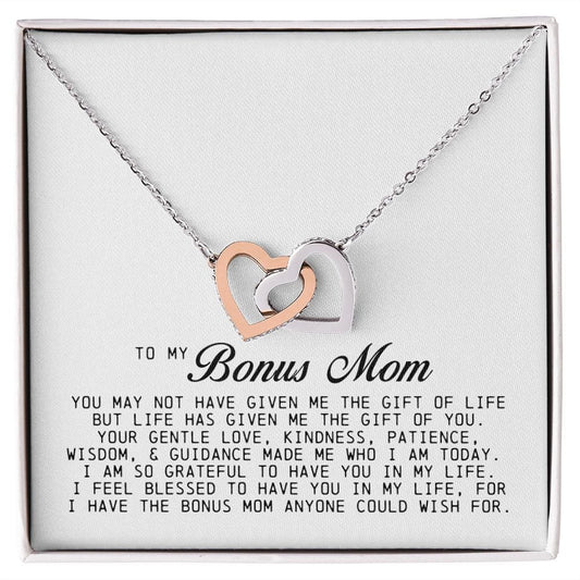 To My Bonus Mom, Interlocking Hearts Necklace