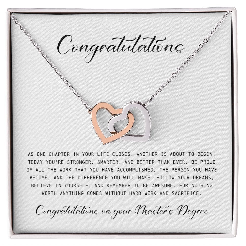 Master's Degree Gift for Her, Interlocking Hearts Necklace