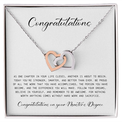 Master's Degree Gift for Her, Interlocking Hearts Necklace