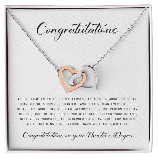 Master's Degree Gift for Her, Interlocking Hearts Necklace