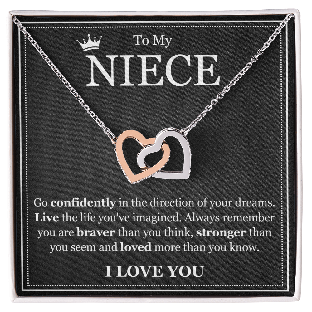 Interlocking Hearts Necklace - To My Niece "Live The Life You've Imagined"