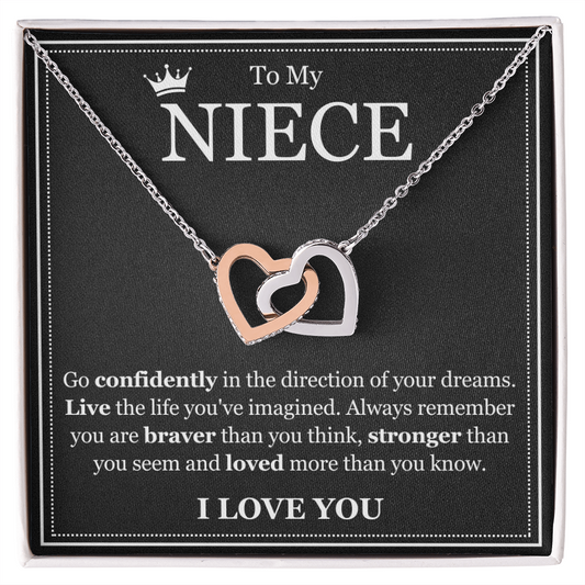 Interlocking Hearts Necklace - To My Niece "Live The Life You've Imagined"