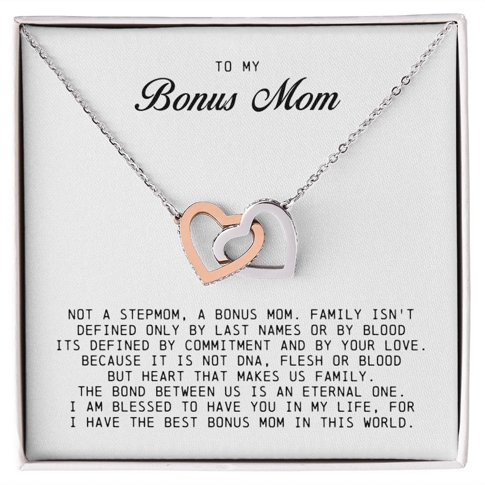 To My Bonus Mom, Interlocking Hearts Necklace