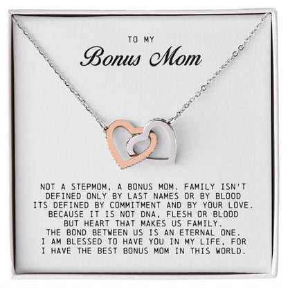 To My Bonus Mom, Interlocking Hearts Necklace