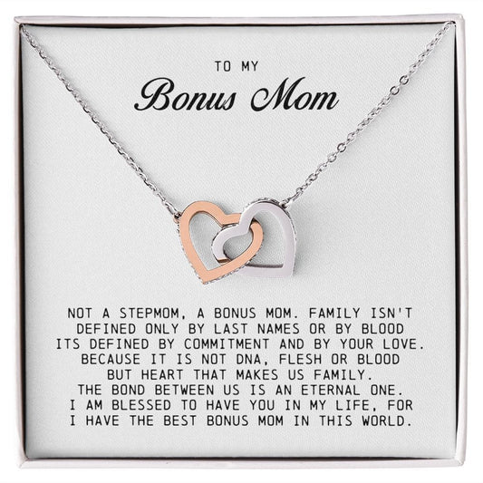 To My Bonus Mom, Interlocking Hearts Necklace