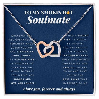 To My Smokin Hot Soulmate, Interlocking Hearts Necklace