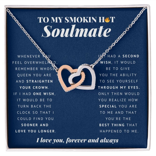 To My Smokin Hot Soulmate, Interlocking Hearts Necklace