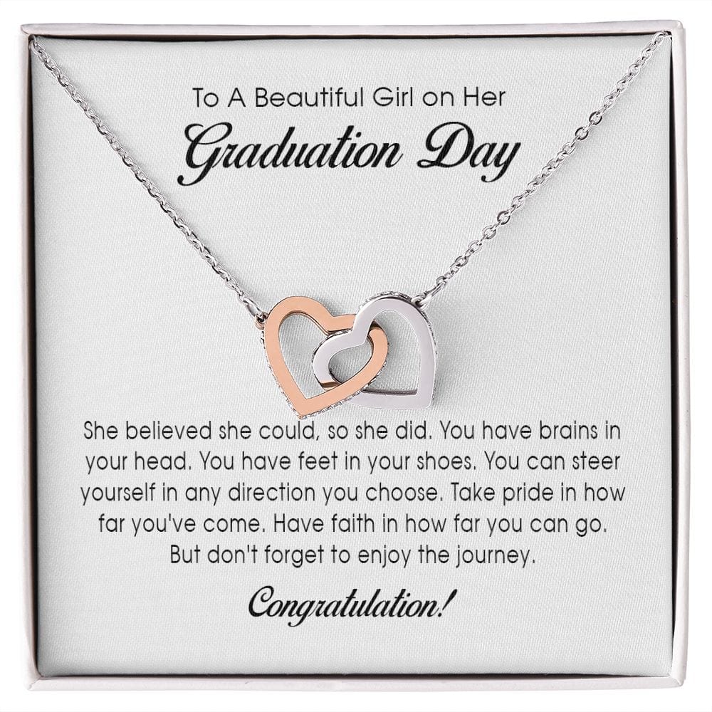 To a Beautiful Girl on Her Graduation, Interlocking Hearts Necklace