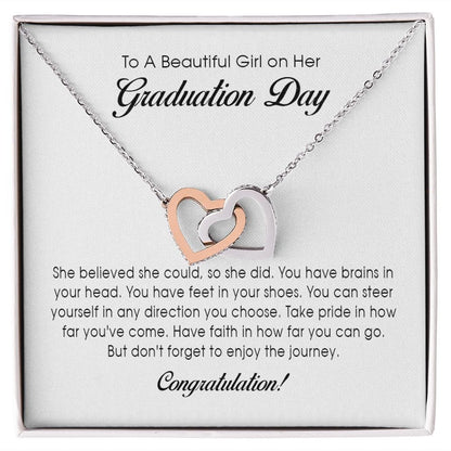 To a Beautiful Girl on Her Graduation, Interlocking Hearts Necklace