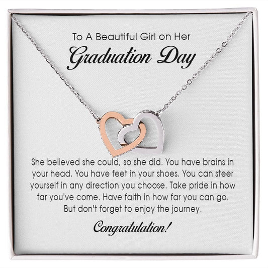 To a Beautiful Girl on Her Graduation, Interlocking Hearts Necklace