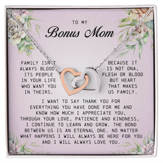 To My Bonus Mom, Interlocking Hearts Necklace
