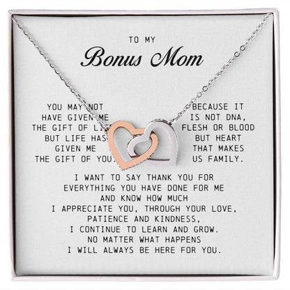 To My Bonus Mom, Interlocking Hearts Necklace