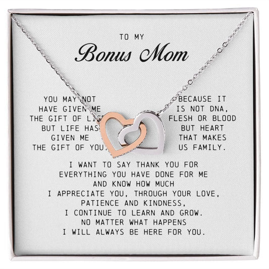 To My Bonus Mom, Interlocking Hearts Necklace