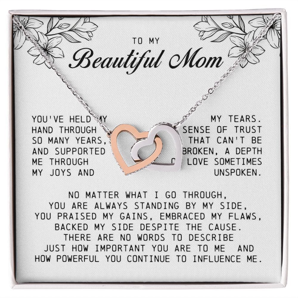 To my Beautiful Mom, Interlocking Hearts Necklace, Mother's Day Gift