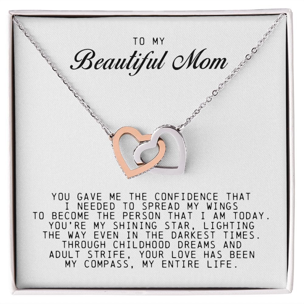 To my Beautiful Mom, Interlocking Hearts Necklace, Mother's Day Gift