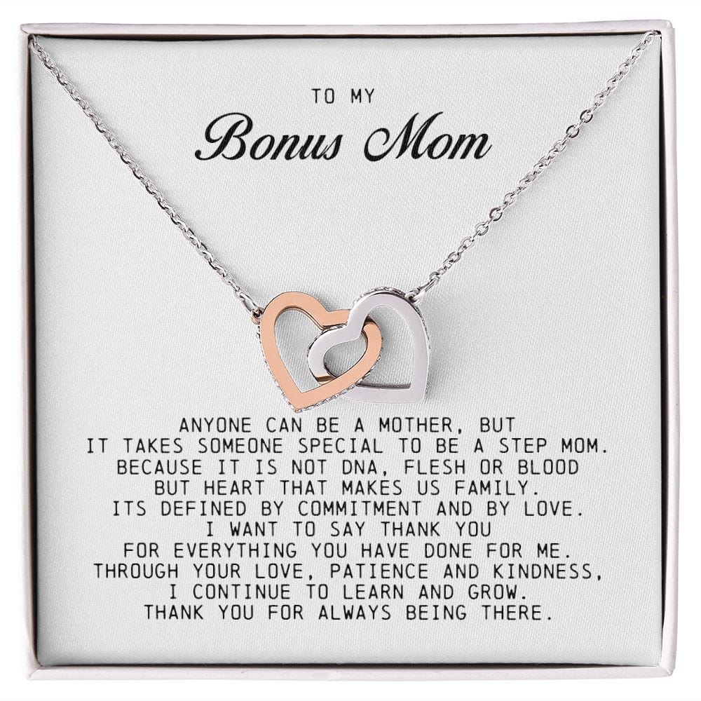 To My Bonus Mom, Interlocking Hearts Necklace